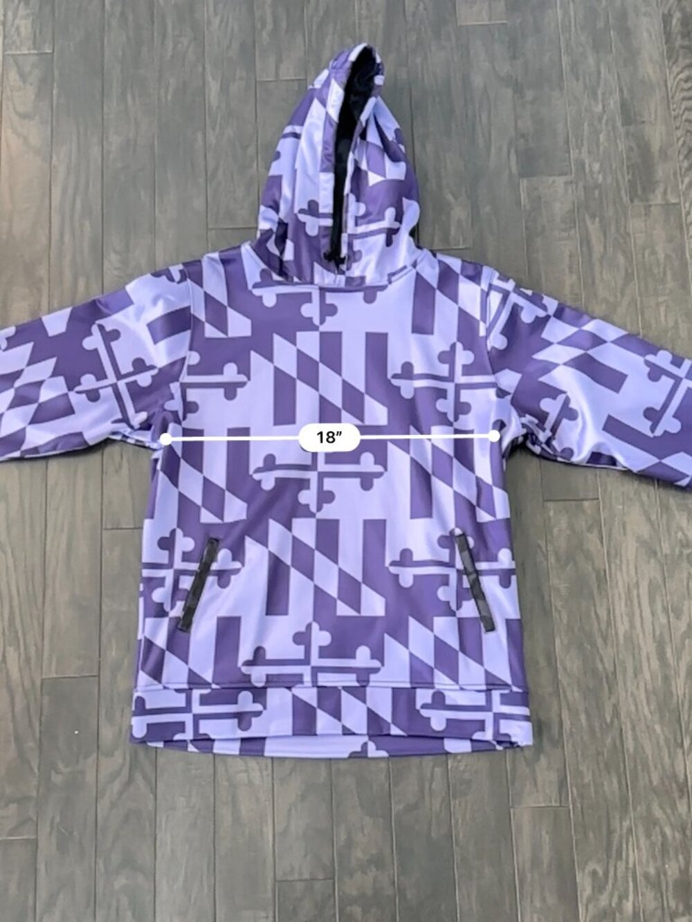 Purple Maryland Flag Design Medium Route One Apparel Fleece Lined Hoodie - Picture 8 of 10